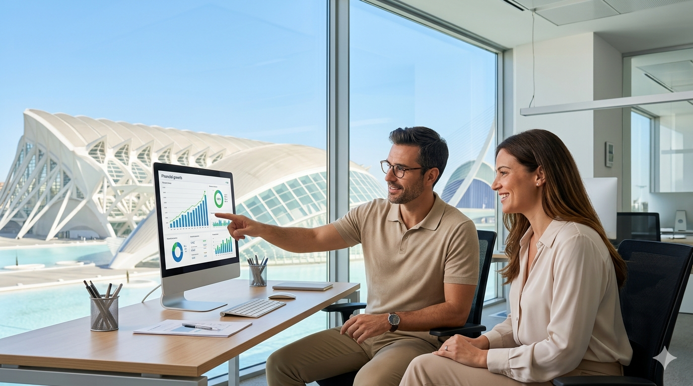 Oficina profesional NEX Soluciones con vistas a la Ciudad de las Artes y las Ciencias de Valencia
